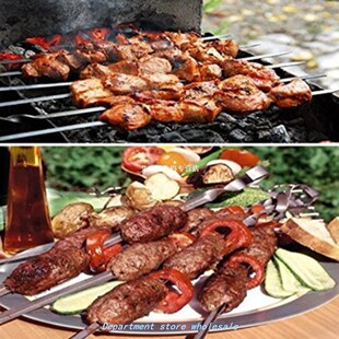 10pcs/set Skewer Cooking Food Picnic Reusable Grill Flat Bar