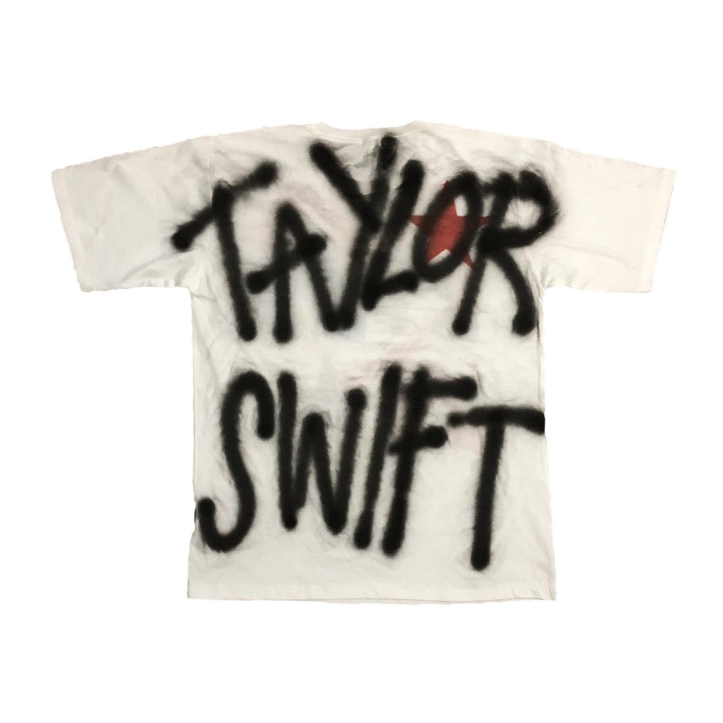 AT荒诞小镇 泰勒taylor swift黑白人像短袖涂鸦喷绘tee辣妹y2kT恤