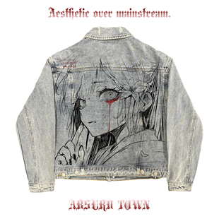AT荒诞小镇 二次元暗黑先锋亚文化日常前卫张扬ACGN牛仔外套上衣