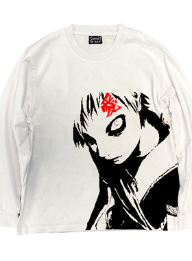 AT荒诞小镇 NARUTO我爱罗Gaara二次元ins日漫长袖街头少年T恤滑板