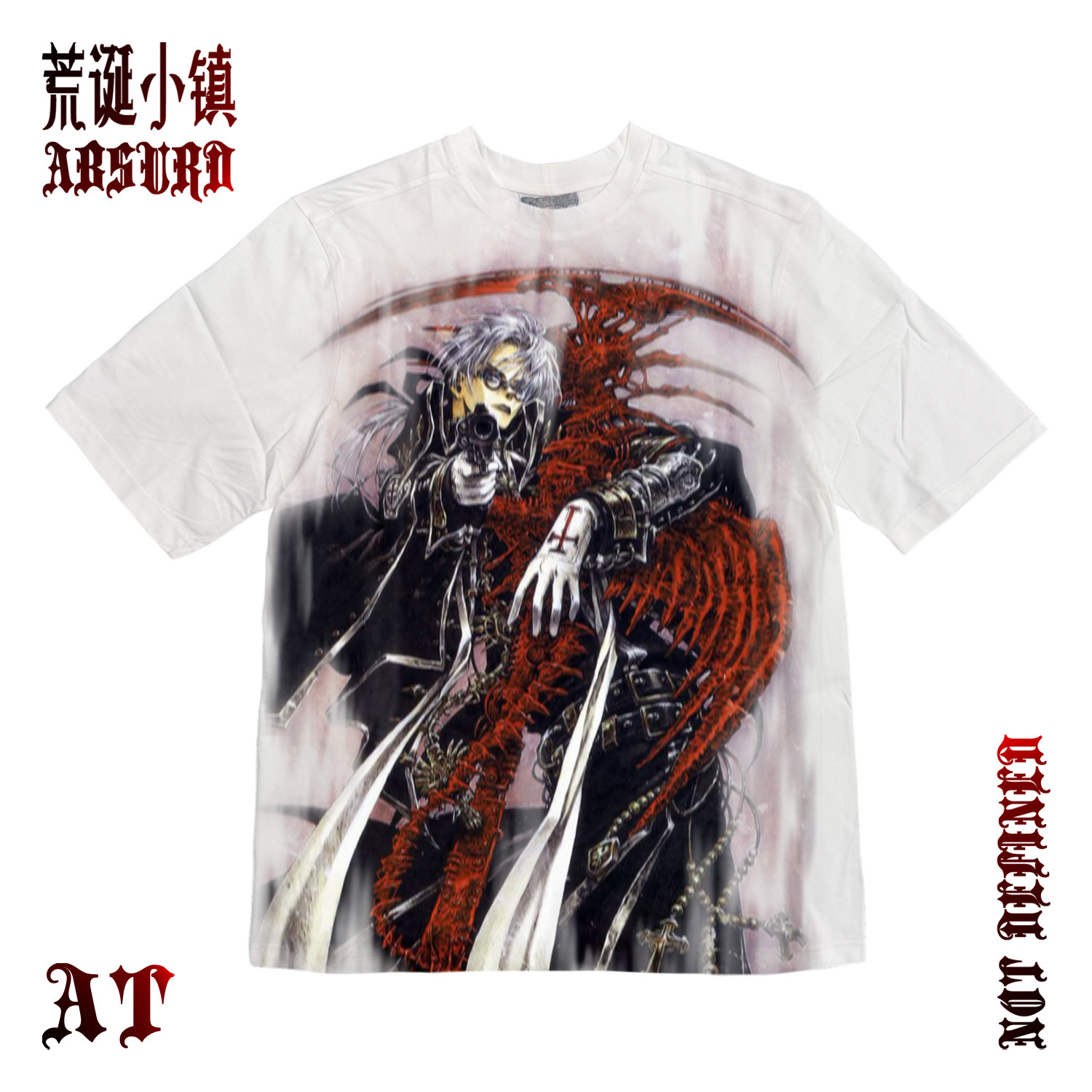 荒诞小镇 圣魔之血Trinity Blood亚伯擦色ins短袖T恤二次元满印图片