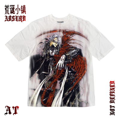 AT荒诞小镇 圣魔之血Trinity Blood亚伯擦色ins短袖T恤二次元满印