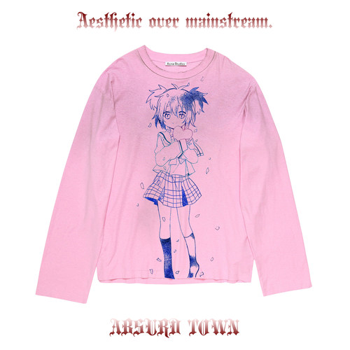 荒诞小镇 圆珠笔画质吗?粉色脏脏长袖ins亚比穿搭图鉴T恤gyaru