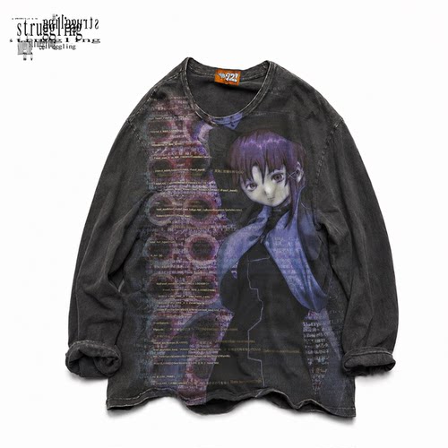 荒诞小镇 Serial Experiments Lain 暗黑亚文化复古水洗做旧破洞