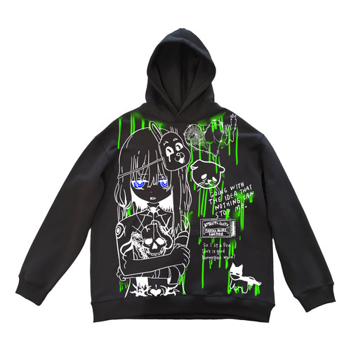 AT荒诞小镇 禁忌少女涩谷Y2K千禧风ins亚妹穿搭甜酷girl连帽卫衣