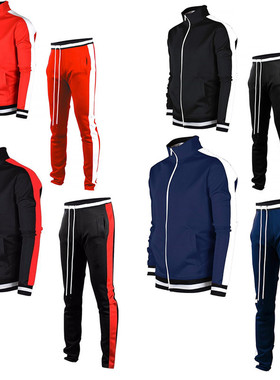 Men sports sportswear suit running pants sweatshirt 2 piece