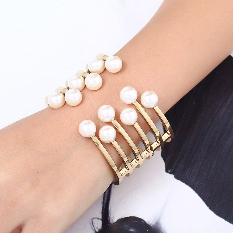 欧美夸张手镯夜店朋克镶钻珍珠手镯多层cos女手环 bracelet women
