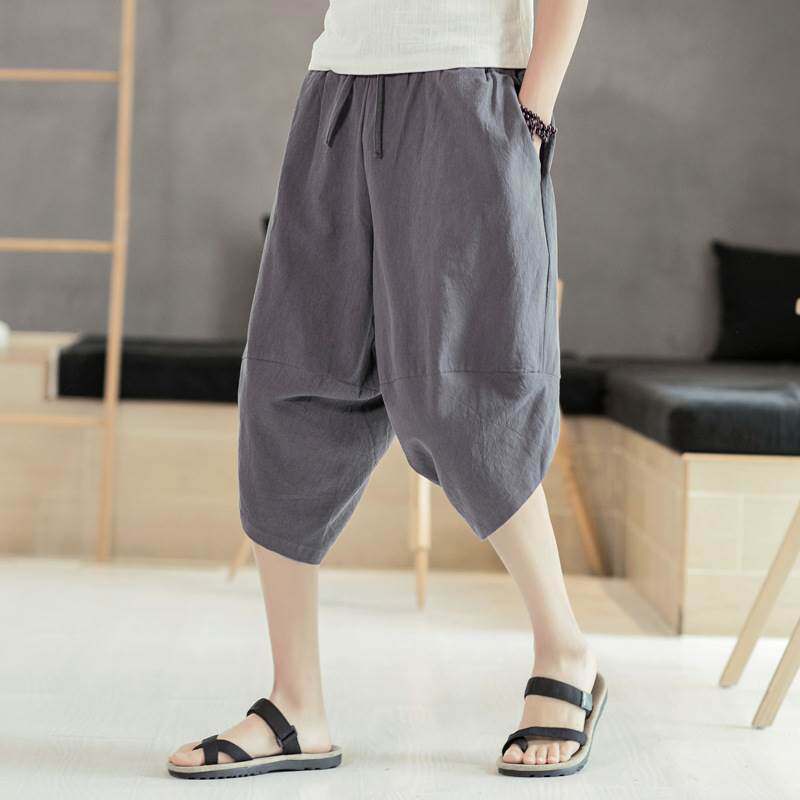 Men Wide Crotch Harem Pants Loose Large Cropped Trousers