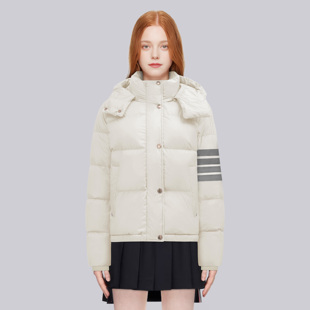 TB冬季新款简约四道杠立领羽绒服女士tb学院风高级连帽百搭外套