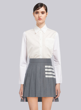 TB百褶裙经典四条杠灰色学院风西装设计感超短半身a字裙子jk裙tb