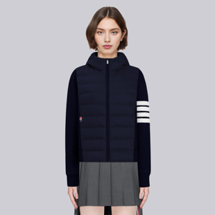 TB秋冬学院风奥粒绒拼接连帽羽绒外套tb女显高显瘦保暖韩系百搭款