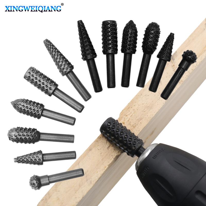 木工异形旋转锉刀6支装木雕根雕铣刀打磨头套装电动旋转锉刀头