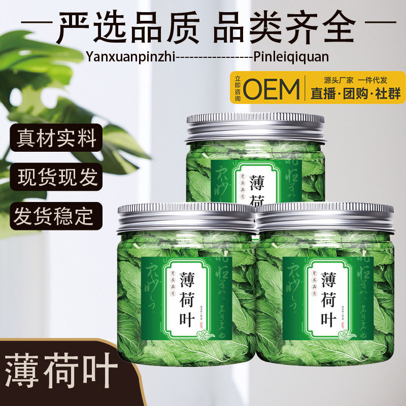 薄荷叶新鲜食用泡茶调酒干茶口嚼烘焙商用泡水喝的东西图片