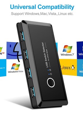 OULLX KVM Switch USB 3.0 Switch Selector 2 Port PCs Sharing