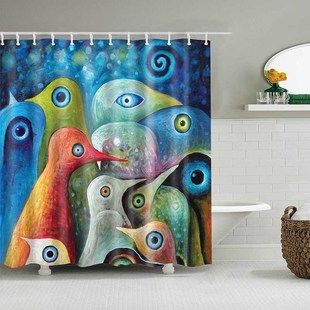 Cartoon Bath Curtain Waterproof Shower Curtains Polyester Ca