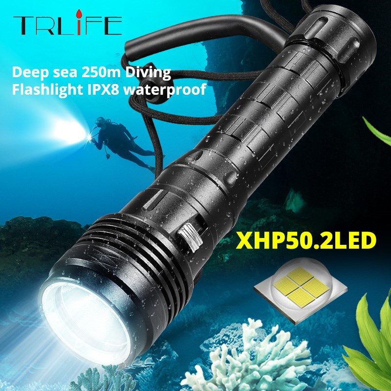 XHP50.2 Powerful LED Scuba Diving Flashlight Brightest 30W X