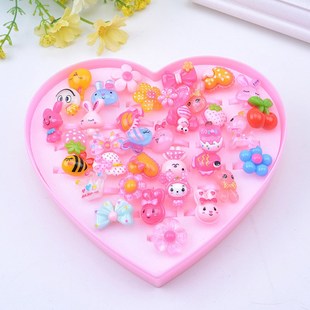 36pcs Cute Cartoon Rings Toys for Baby Girls Pretend Play G