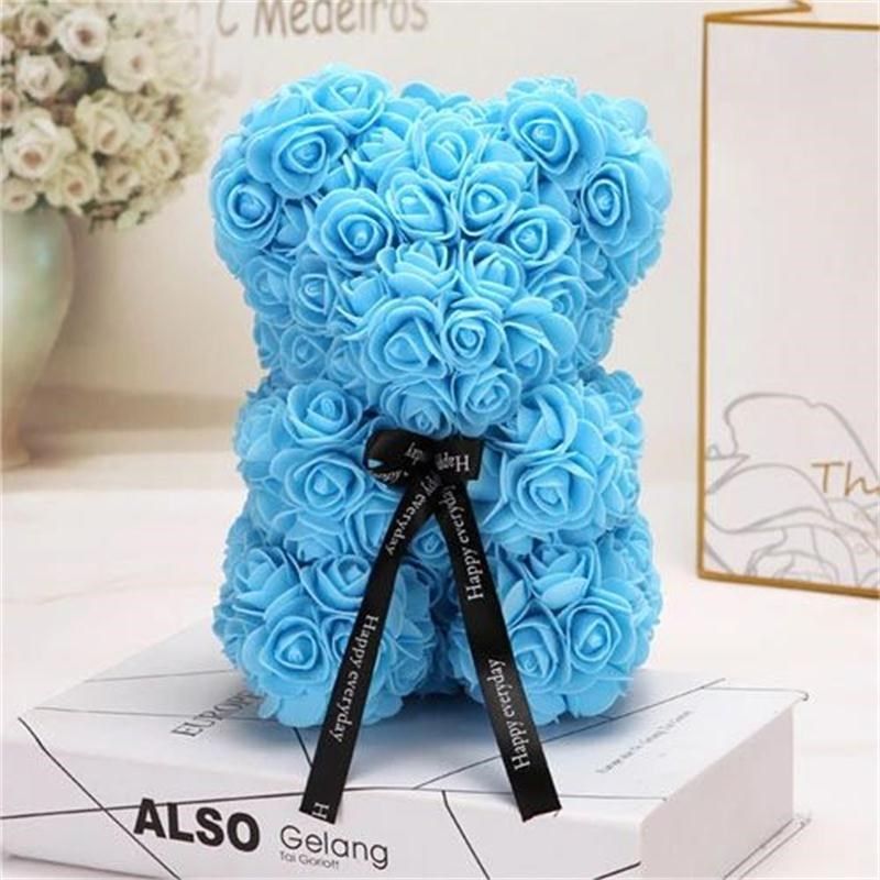 25cm valentines day gift red rose flower teddy bear rose flo