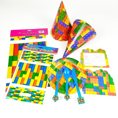 Blocks Theme Birthday Party Supplies Disposable Tablew