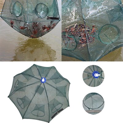Green 8 Holes Fishing Cage Shrimp Cage Fishing Net Practical