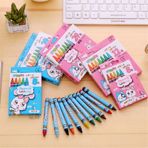 8/12/24 Colors Non-Toxic Wax Crayons Graffiti Pen for Kids P