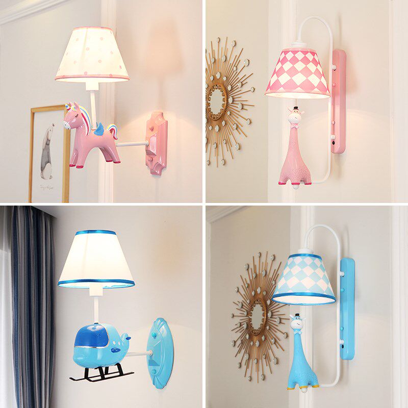 cartoon plane giraffe unicorn shape kids wall lamp wall scon