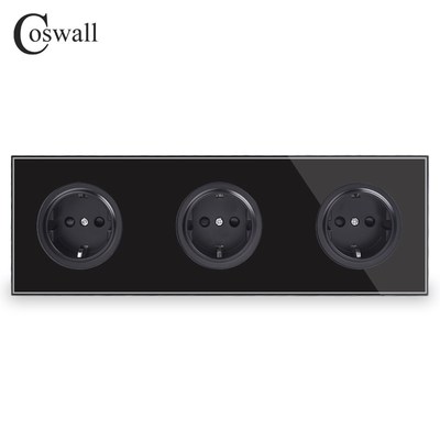 Coswall Crystal Tempered Pure Glass Black Panel 16A Triple