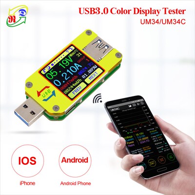 UM34 UM34C for APP USB 3.0 Type-C DC Voltmeter ammeter volta