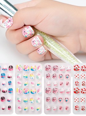 24Pcs/Set Kids Cartoon Style Detachable Fake Nails Full Cov
