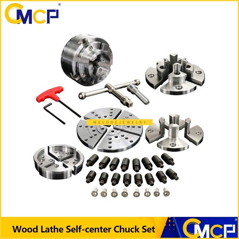 CMCP 3.75 Inch 4-Jaws Wood Lathe Self-center Chuck Set hread