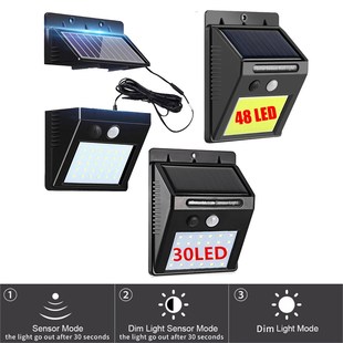 48/30 LEDs Outdoor Wall LED Solar Night Light PIR Motion Sen