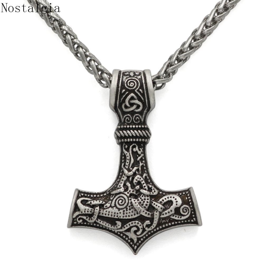 Viking Necklace Thor Hammer Amulet Mjolnir Helm Raven Odin S
