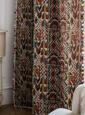 Colorful Printed Bohemian Rustic Curtains For Living Room B