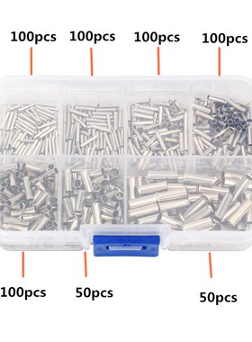 600Pcs Uninsulated Copper Terminal Bootlace Ferrules Cord En