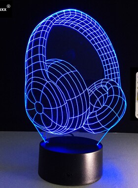 Best Christmas Gift 3D DJ Headphone Shape Illusion Light Stu