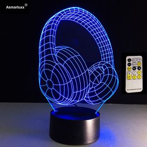 Best Christmas Gift 3D DJ Headphone Shape Illusion Light Stu