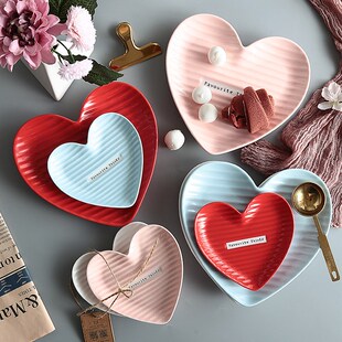 Ceramic Heart Plate Creative Snack Dish Cake Tray Jewelry St