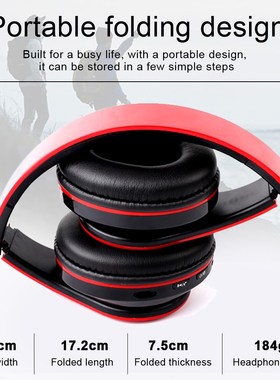 Wireless Bluetooth headset portable foldable with LED colorf