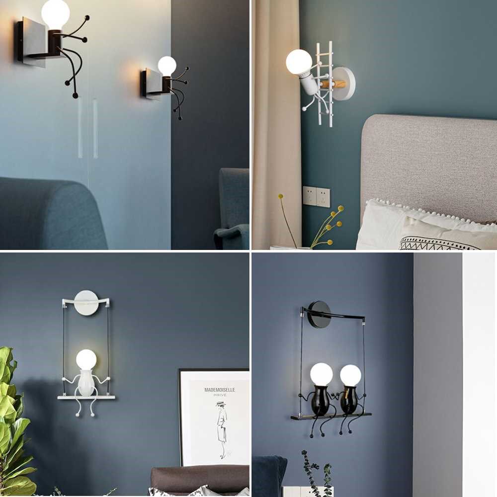 Nodic Wall Lamp Creative Small Man Iron Lights Metal Simple