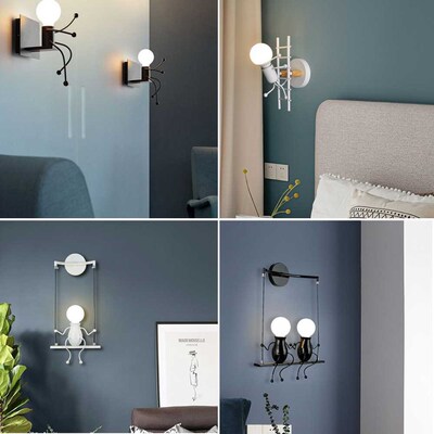 Nodic Wall Lamp Creative Small Man Iron Lights Metal Simple