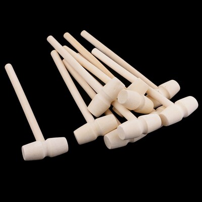 10 Pieces Mini Wooden Hammer  Toy Pounder Replacet Wood Mall