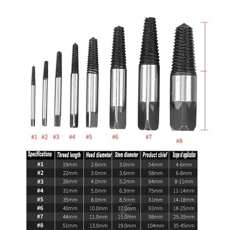 8pcs Damaged Faucet Triangle Valve Bolt Screw Stud Extractor