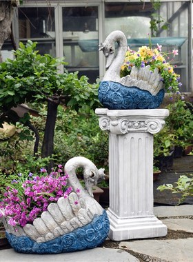 Swan Flower Pot Outdoor Balcony Layout Landscaping Succulent