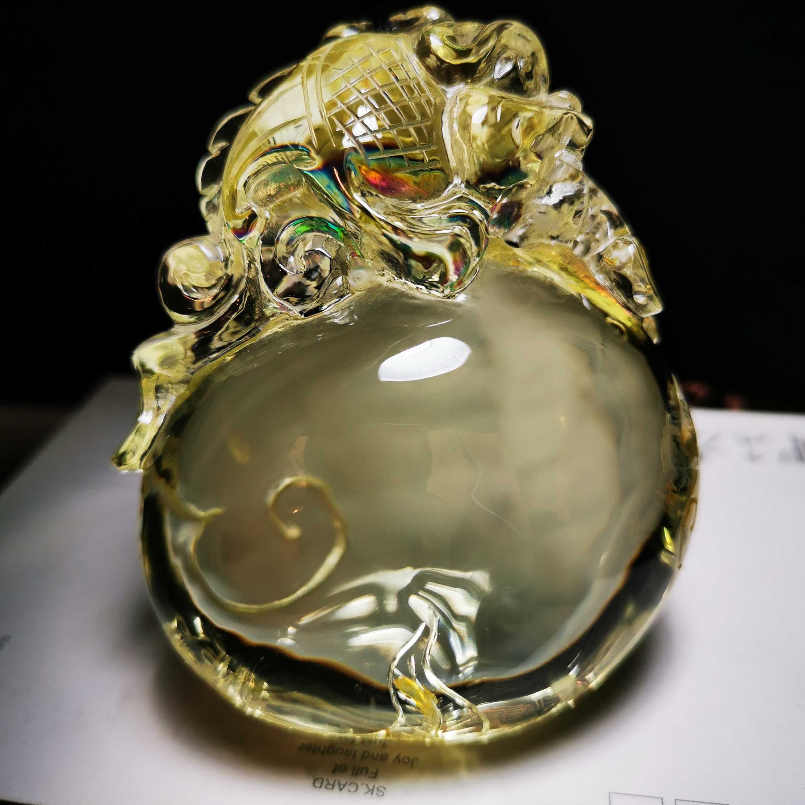 黄水晶手把件貔貅招财聚财转运吊坠挂件配鉴定证书礼品