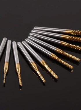 10pcs/set Titanium Coated End Mill Cemented Carbide CNC Mill