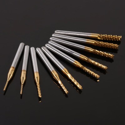 10pcs/set Titanium Coated End Mill Cemented Carbide CNC Mill