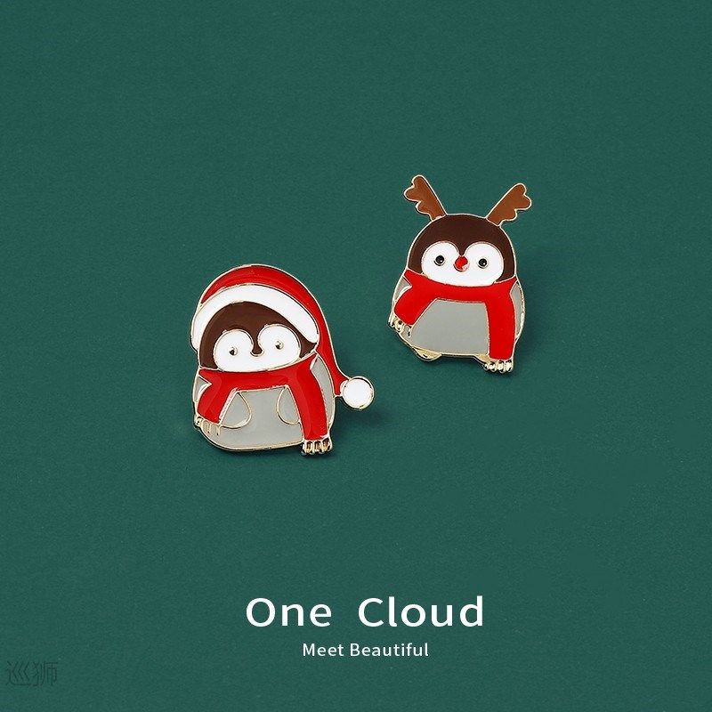 christmas penguin brooch cute japanese new year red gift pin