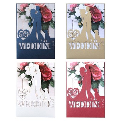20pcs/set Cut Bride Groom Wedding Invitations Card Invite En