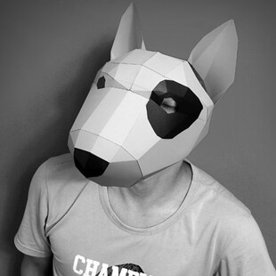 3D Paper Mask Fashion Bull Terrier Animal Costume Cosplay D
