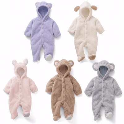 Newborn Baby  Romper Winter Costume Baby Boys Clothes Coral